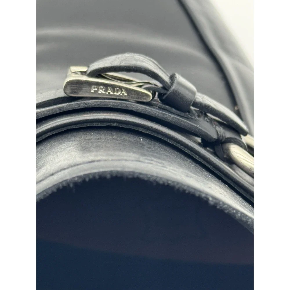 Prada Black Leather Buckle‎ Loafers Men's US 7 Made in Italy New In Box - Picture 6 of 13